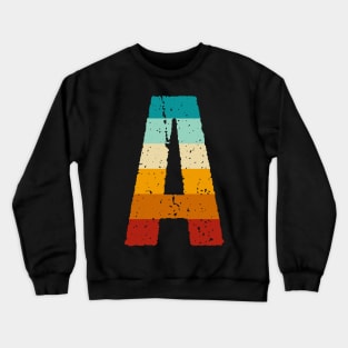 Retro Letter A Monogram Alphabet Lovers Kids Men Women Crewneck Sweatshirt